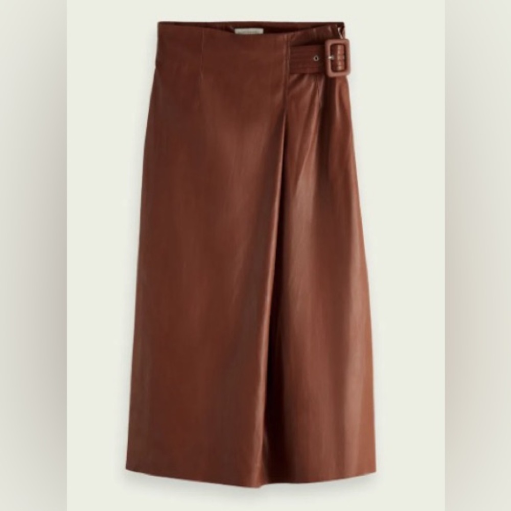 Scotch and Soda Wrap-Over Faux Leather Skirt